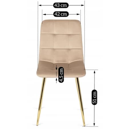 Krzesło Welurowe Glamour Złote Nogi Do Jadalni Salonu Toaletki Kremowe YORK