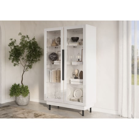 Elegancka biała witryna Dancan ARTEMISA ze złotymi dodatkami / szer. 100 cm