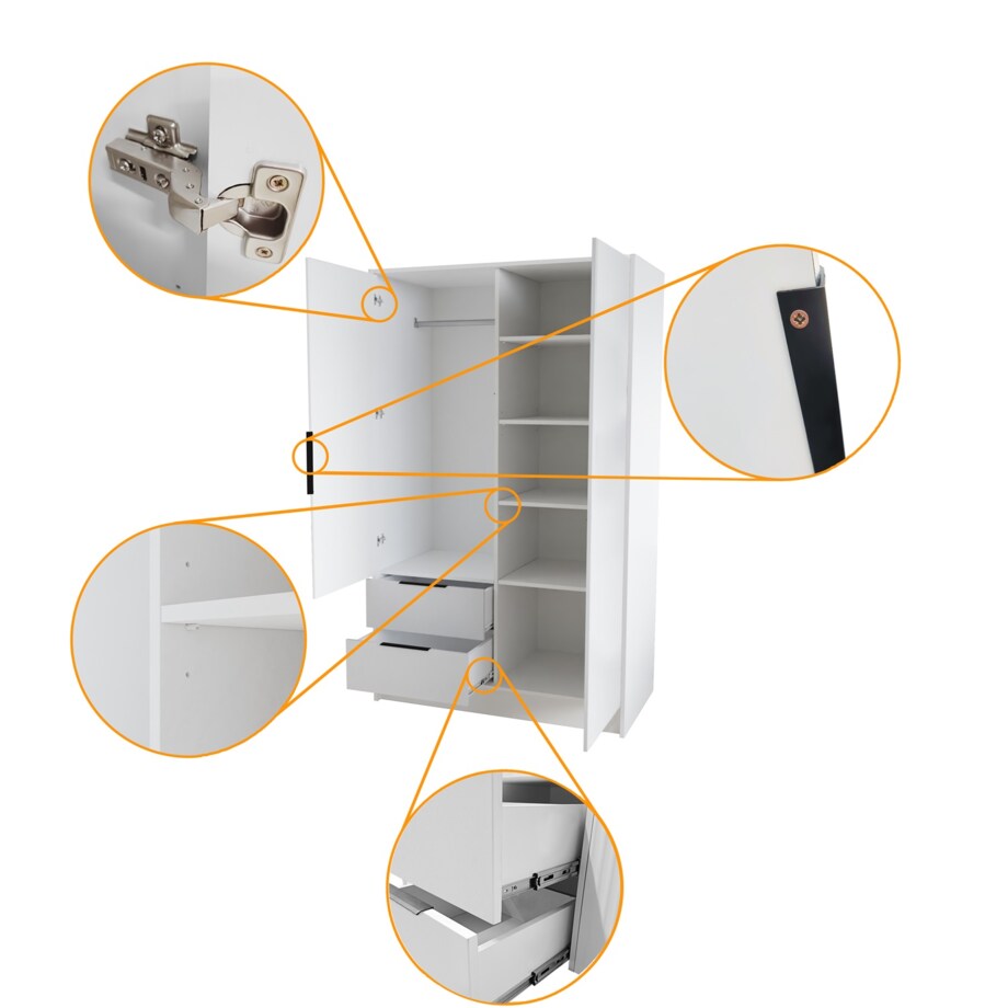 Szafa NIKOLA 103 z regulowanymi półkami do przedpokoju-sonoma+czarny front