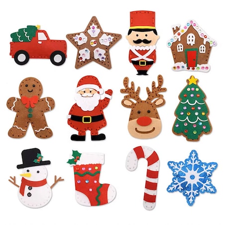 Boże Narodzenie - filcowy zestaw do szycia DIY - 12 elementów