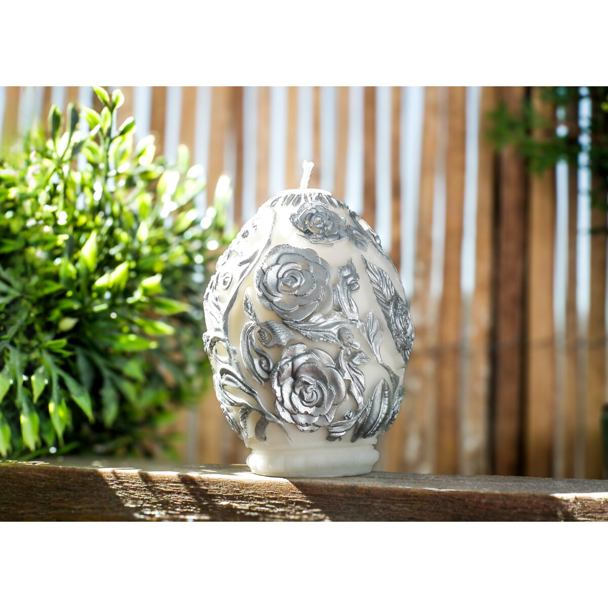 jajo srebrne kwiaty świeca sojowa