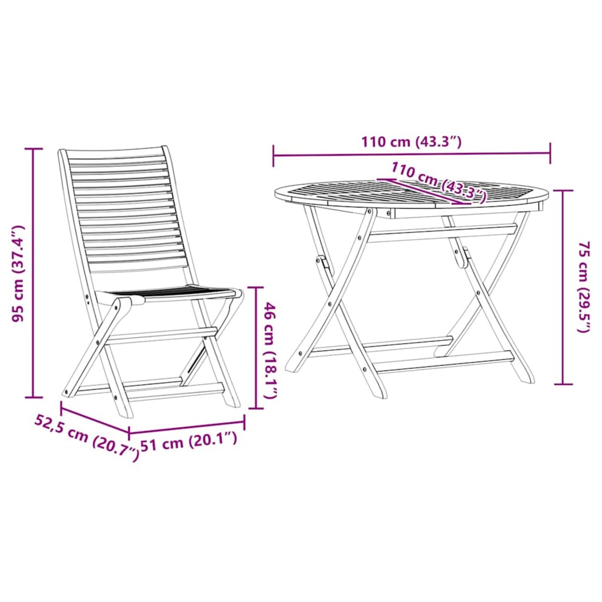 vidaXL Zestaw do jadalni w ogrodzie 5 pcs Brązowy lite drewno akacjowe