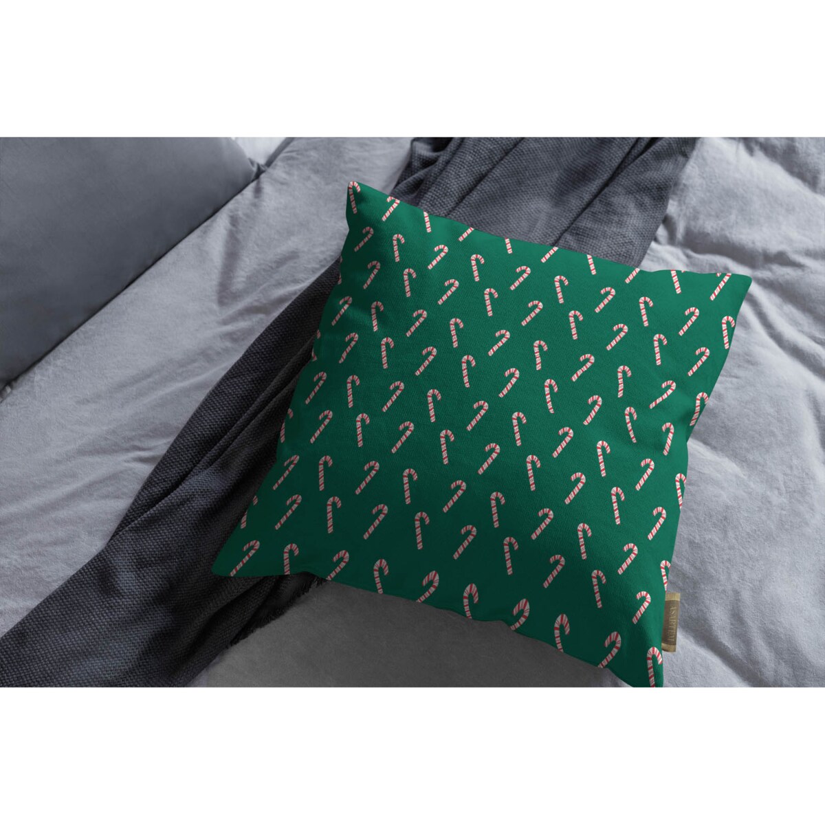 Poduszka świąteczna - Laski cukrowe - zielony 45x45 cm