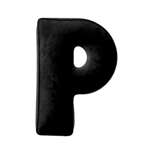 Poduszka literka P, głęboka czerń, 35x40cm, Posh Velvet