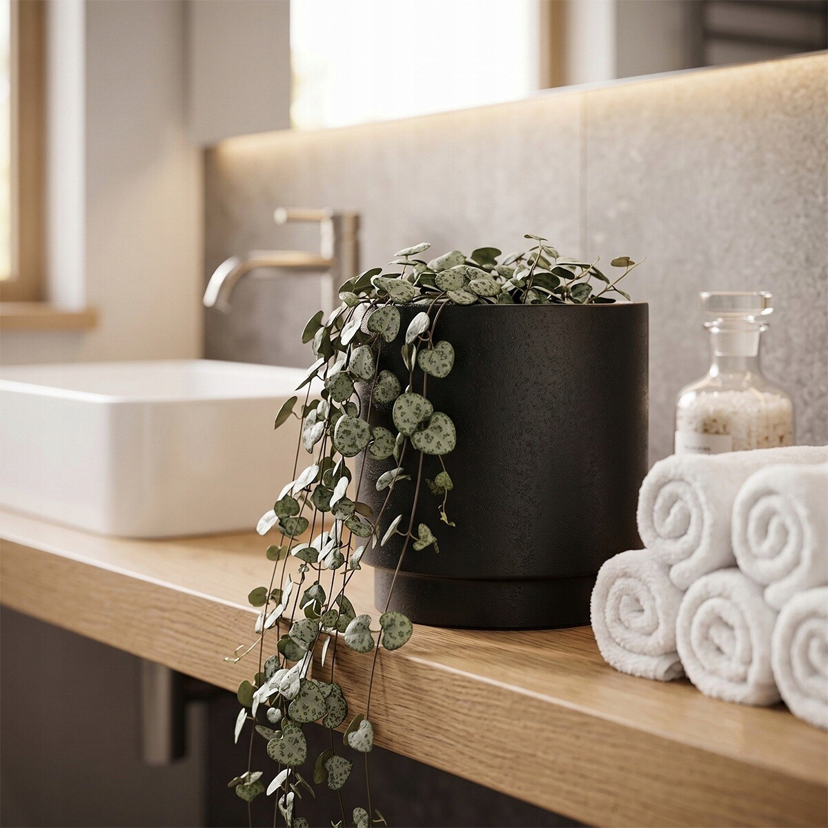 OSŁONKA NA DONICZKĘ CERAMICZNA CZARNA 15cm NA KWIATY PARAPET BALKON TARAS