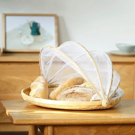 Moskitiera Na Stół Bambusowa Na Owoce Jedzenie Na Taras Ogród Zestaw 3 Szt