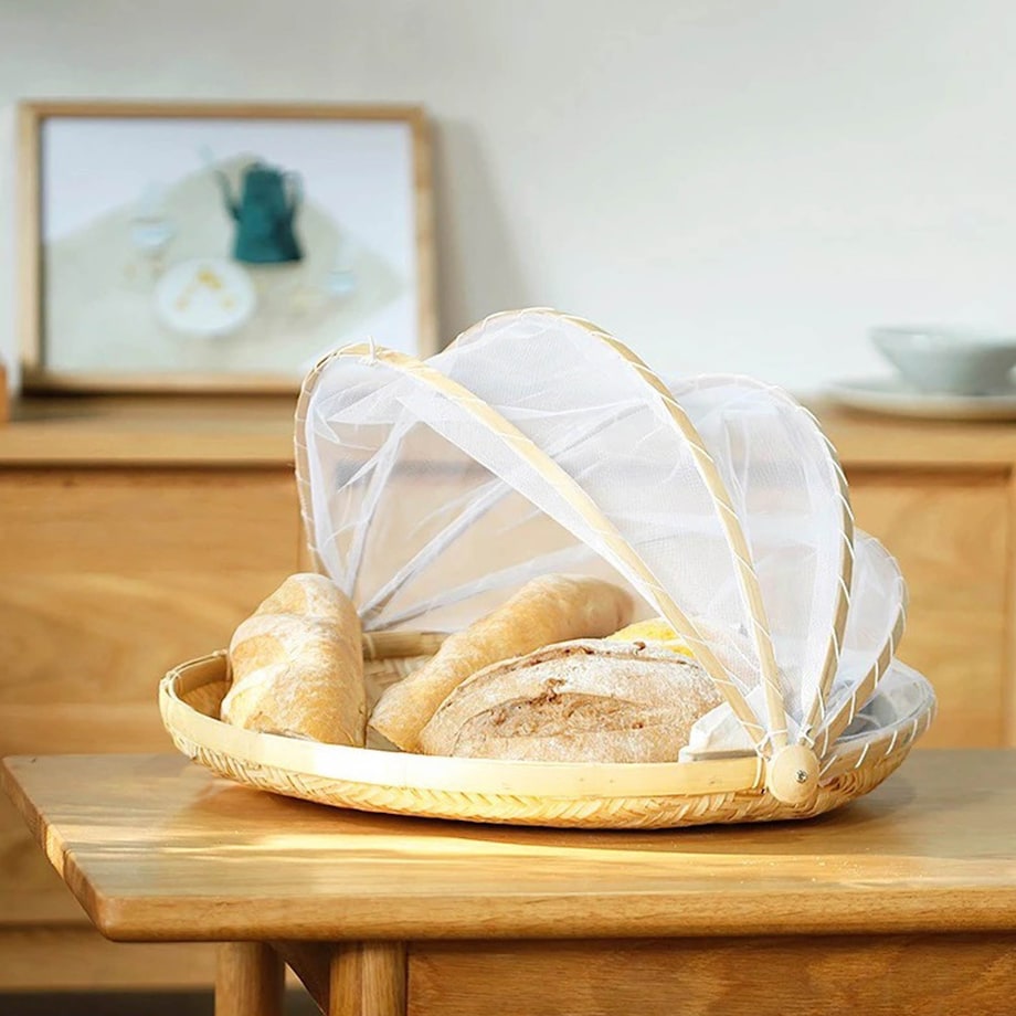 Moskitiera Na Stół Bambusowa Na Owoce Jedzenie Na Taras Ogród Zestaw 3 Szt