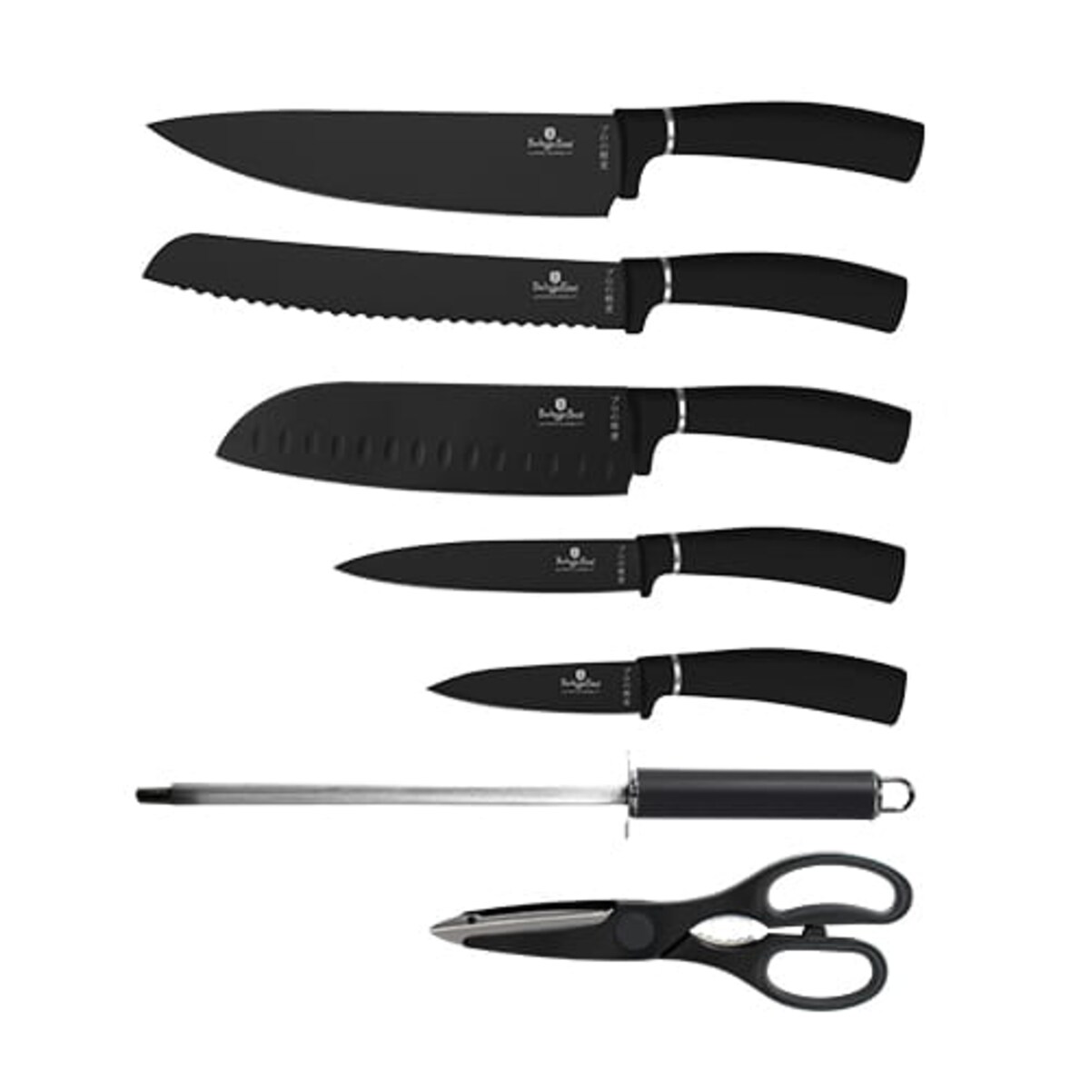Zestaw noży w stojaku 8 elementów komplet noże BERLINGER HAUS Matte Black