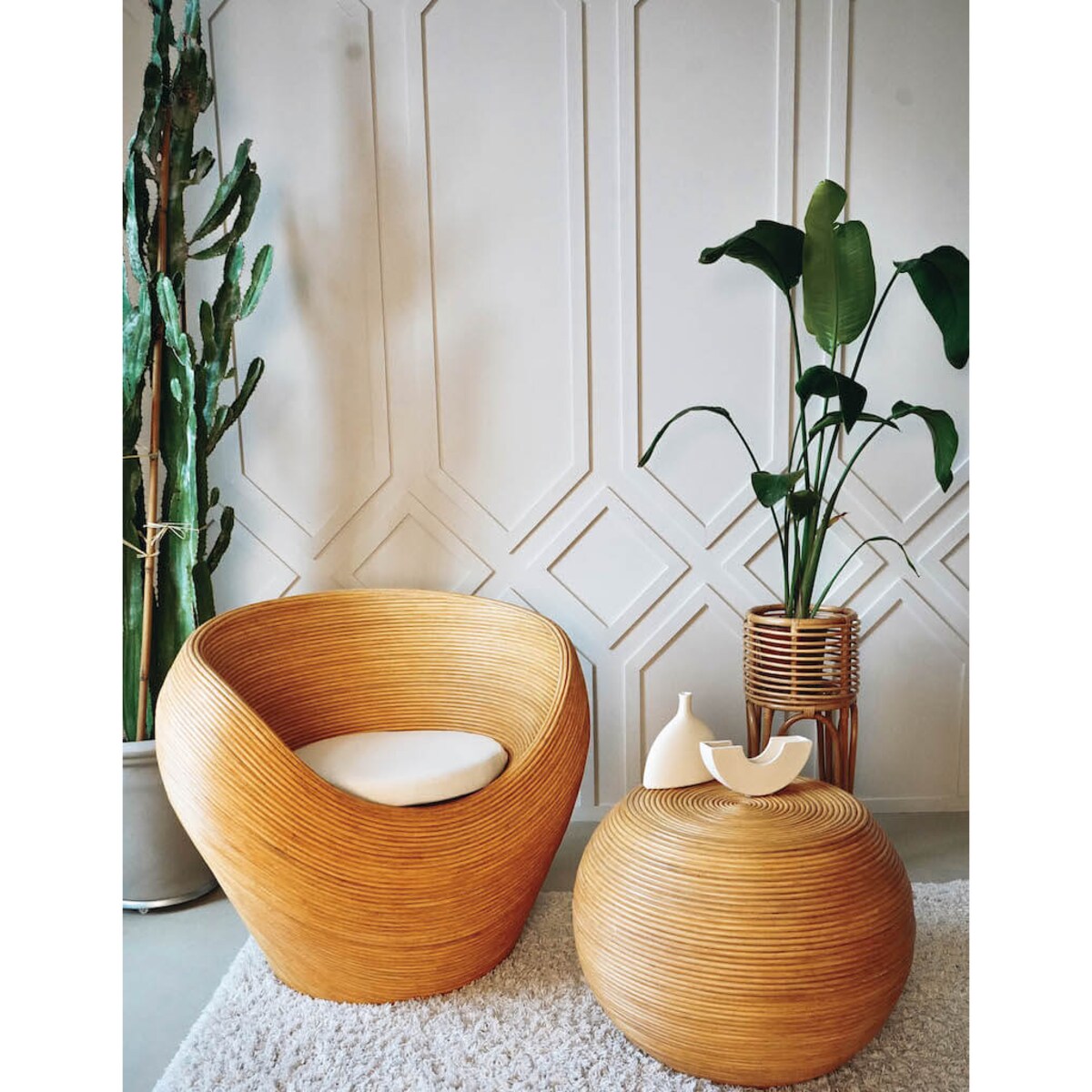 FOTEL RATTANOWY TEGAL JASNY