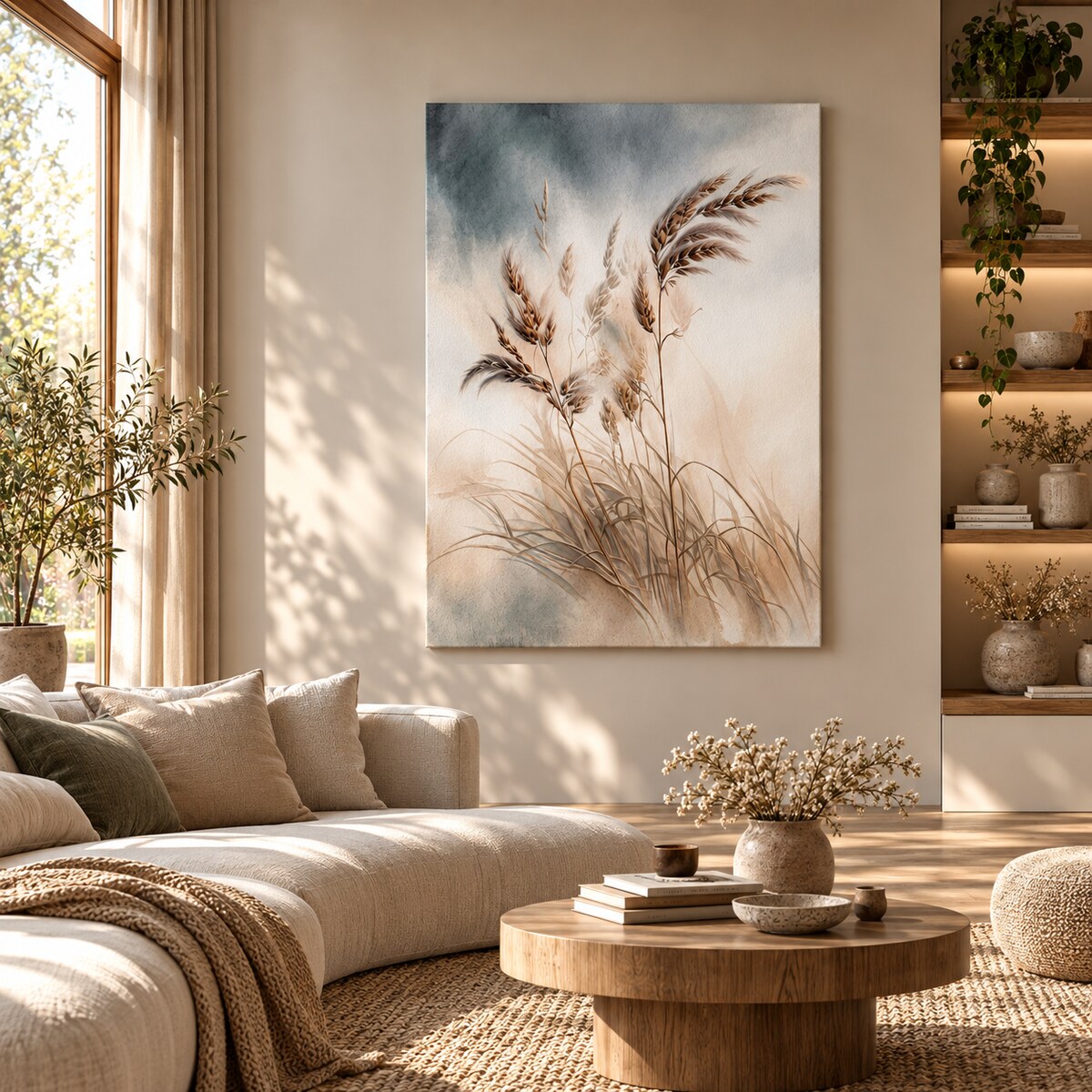 Obraz Trawy pampasowe– styl boho