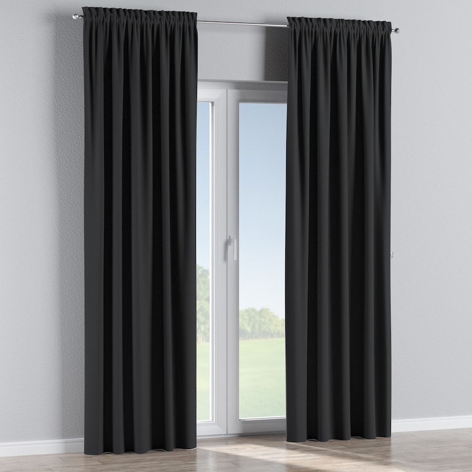 Zasłona na kanale z grzywką 1 szt. 130x245 czarny