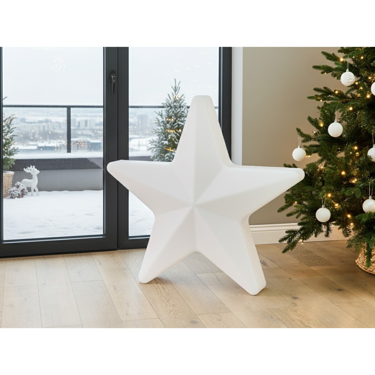Lampa ogrodowa stojąca LED OLSAN Gwiazda 76 cm Biały
