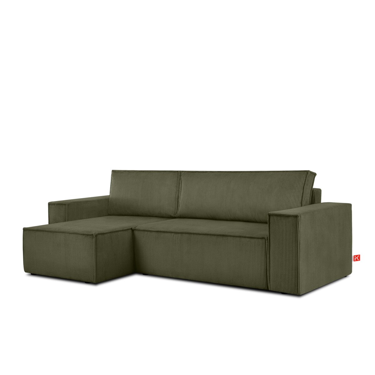 KONSIMO NAPI Narożnik uniwersalny z funkcją spania, oliwkowy prawy/lewy