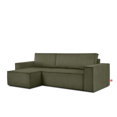 KONSIMO NAPI Narożnik uniwersalny z funkcją spania, oliwkowy prawy/lewy