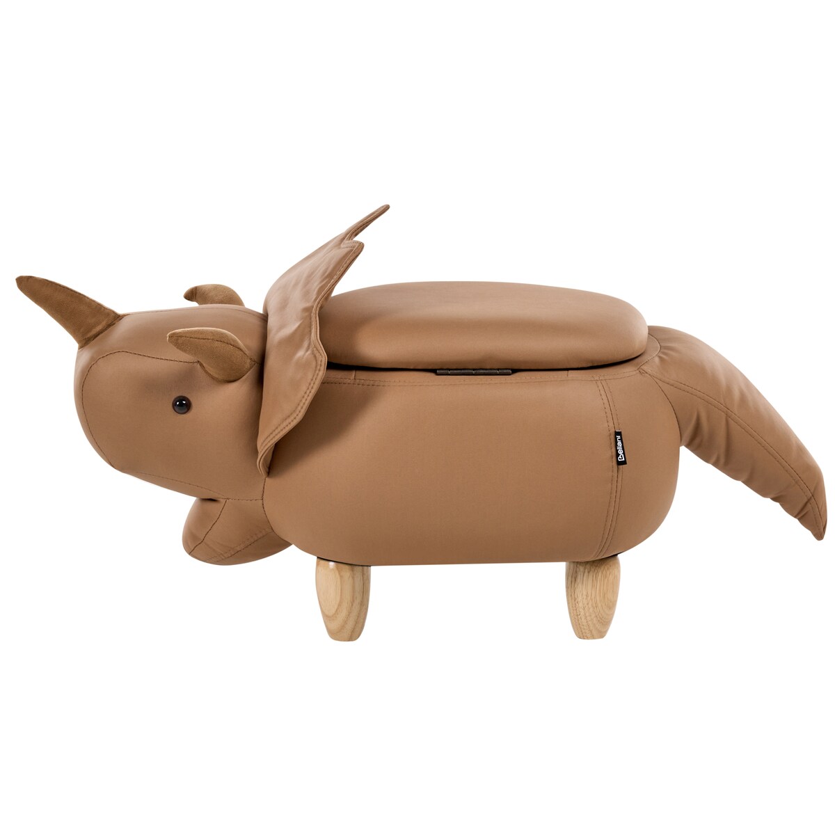 Pufa zwierzak ze schowkiem TRICERATOPS Brązowy Dinozaur