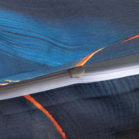 Pościel satyna bawełniana 220x200 Auroria złote kwiaty na niebieskim tle, Satynlove Premium