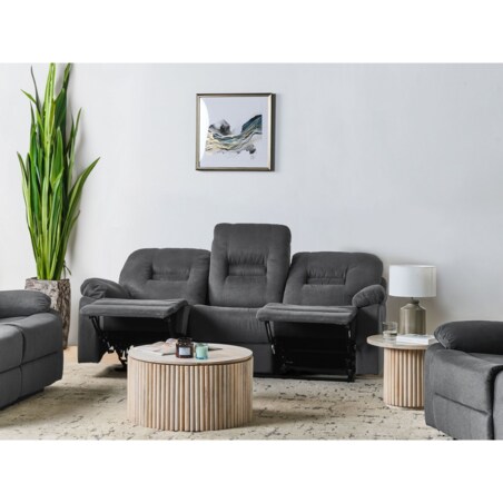 Sofa z manualną funkcją relaksu 3-osobowa szara BERGEN II