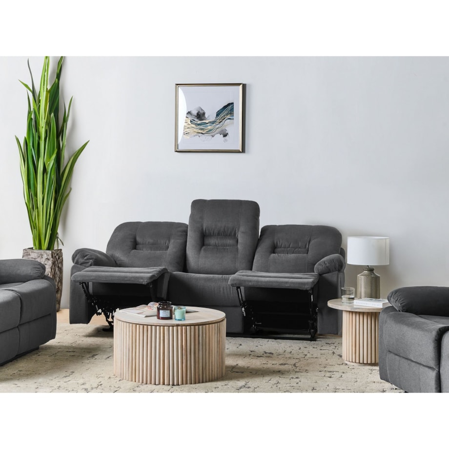 Sofa z manualną funkcją relaksu 3-osobowa szara BERGEN II