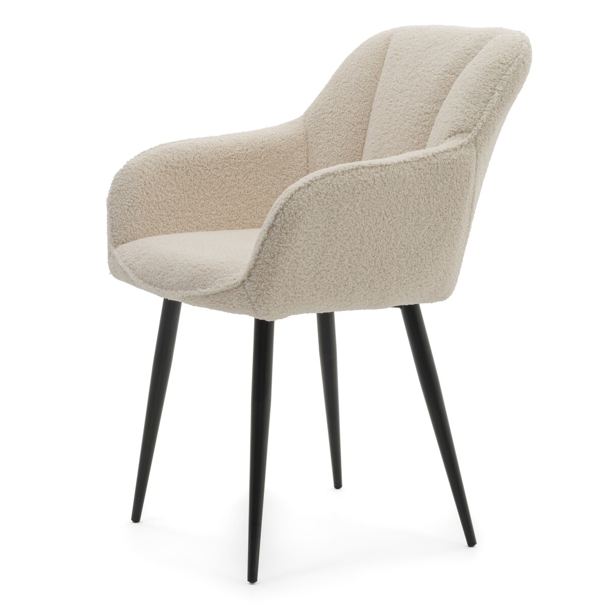 Krzesło tapicerowane welurowe LAGO boucle teddy ecru