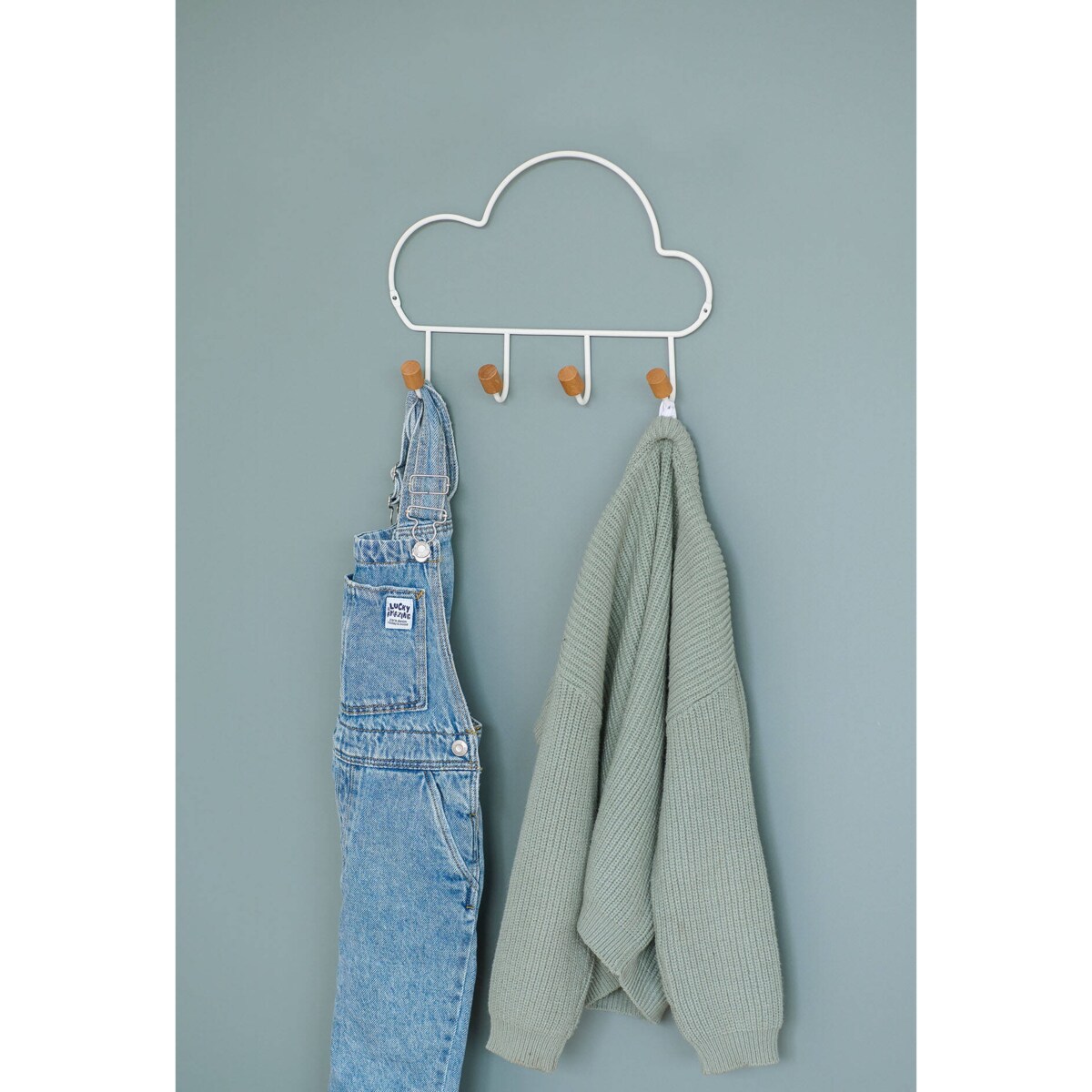 Wieszak ścienny w kształcie chmury z haczykami, metal