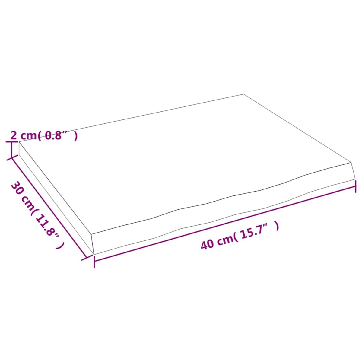 vidaXL Półka, jasnobrązowa, 40x30x2 cm, lakierowane lite drewno dębowe