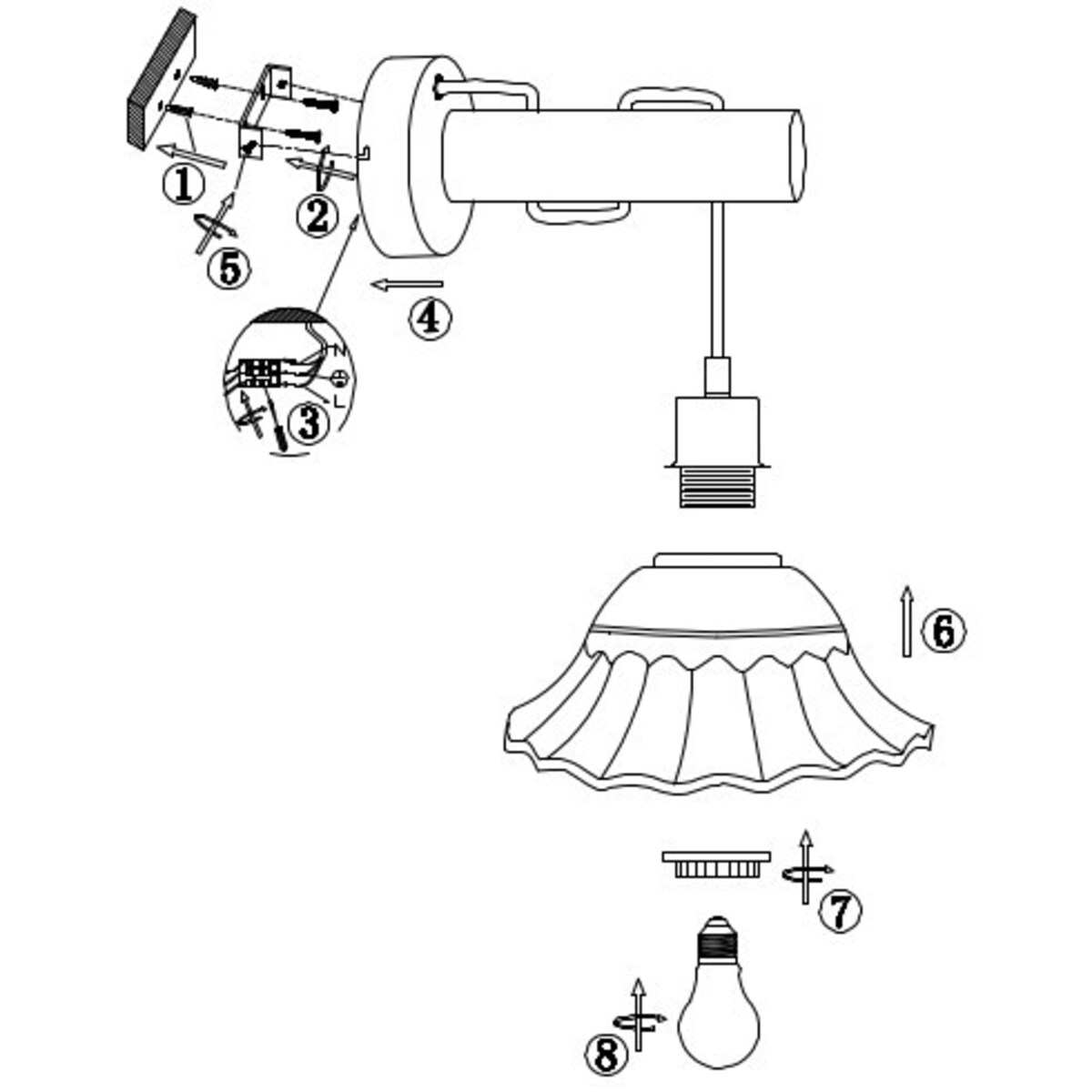 Ścienna LAMPA prowansalska JOWITA 54050W Globo ceramiczna OPRAWA kinkiet shabby biały