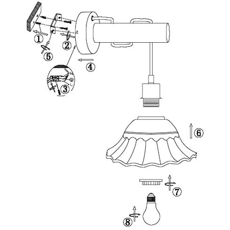 Ścienna LAMPA prowansalska JOWITA 54050W Globo ceramiczna OPRAWA kinkiet shabby biały