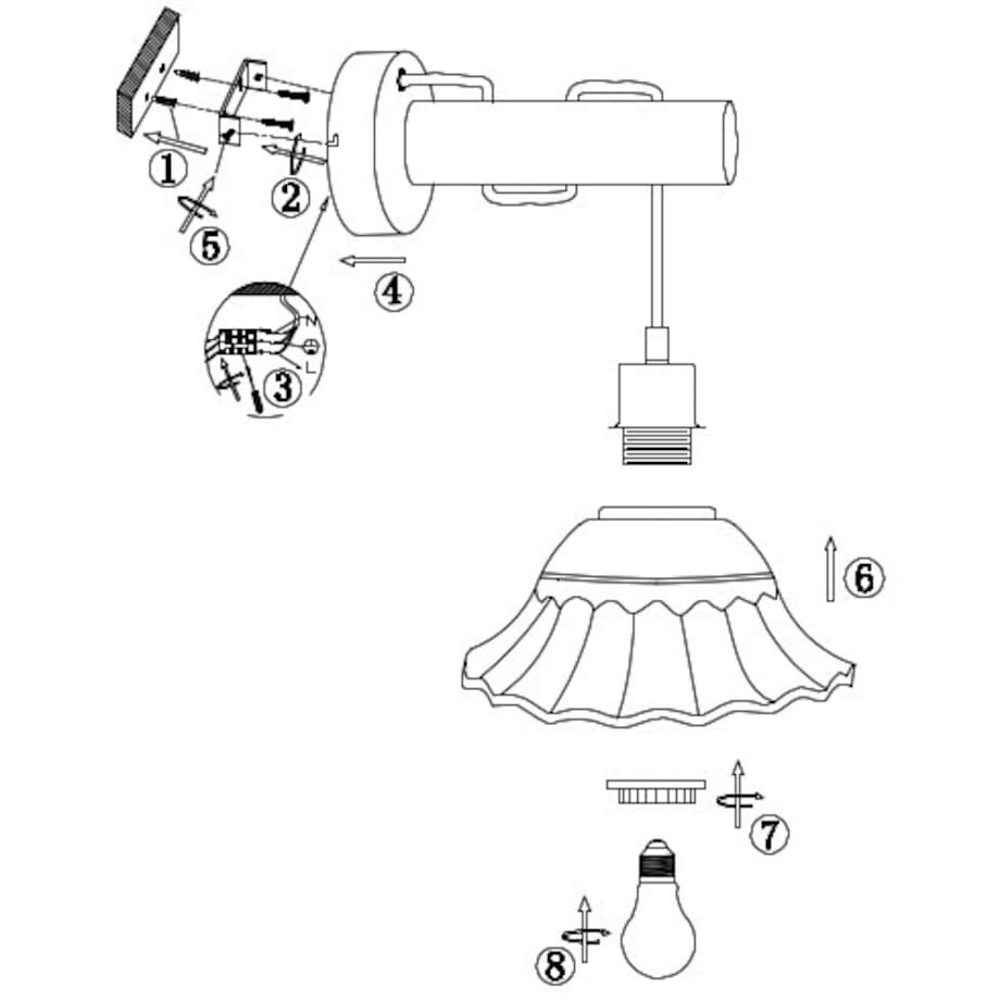 Ścienna LAMPA prowansalska JOWITA 54050W Globo ceramiczna OPRAWA kinkiet shabby biały