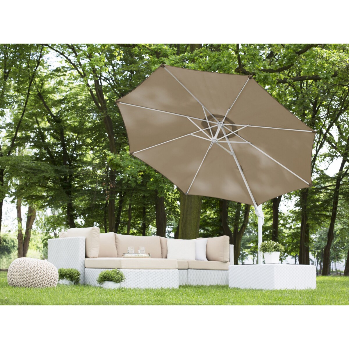 Parasol ogrodowy ⌀ 300 cm beżowo-biały SAVONA