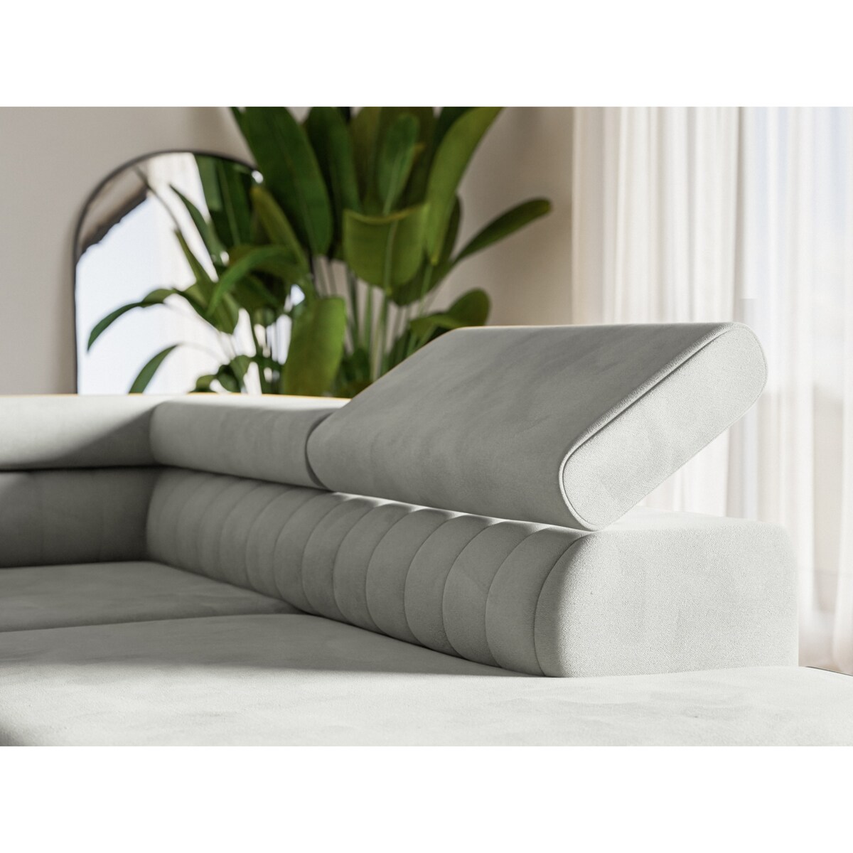 Narożnik NOLA do salonu, na srebrnych nogach-prawostronny-Matt Velvet szary