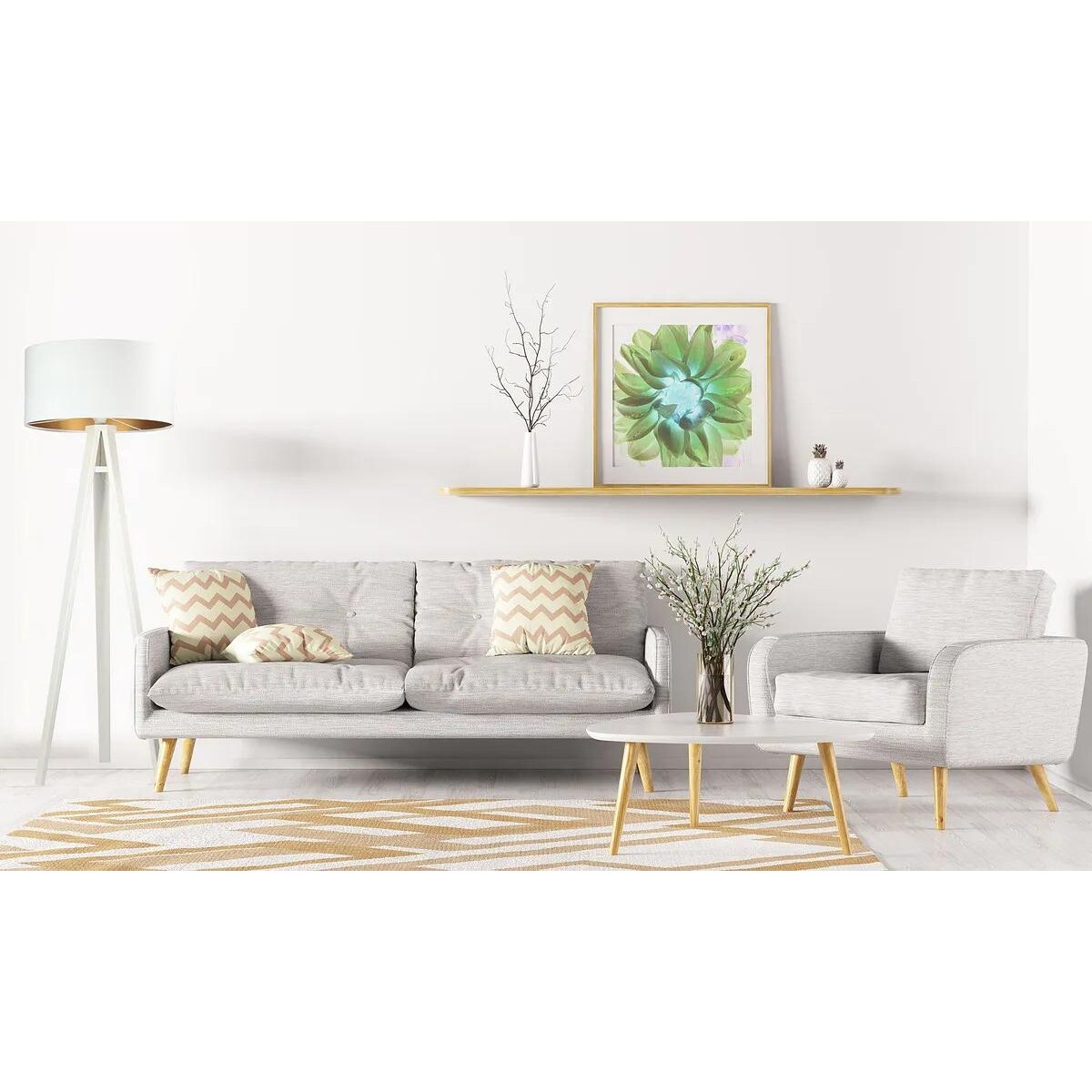 Lampa stojąca HOME 50 biała/złota/biała