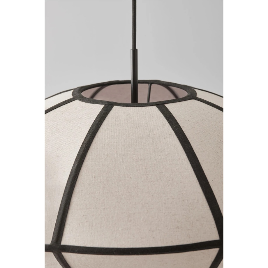 Lampa sufitowa lniana Patraix kremowo-czarna Ø50 cm