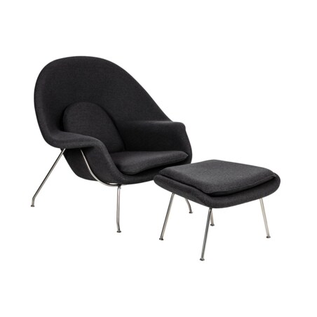 Fotel z wełny COZY JH-C06.GREY.4 z podnóżkiem szary, King Home