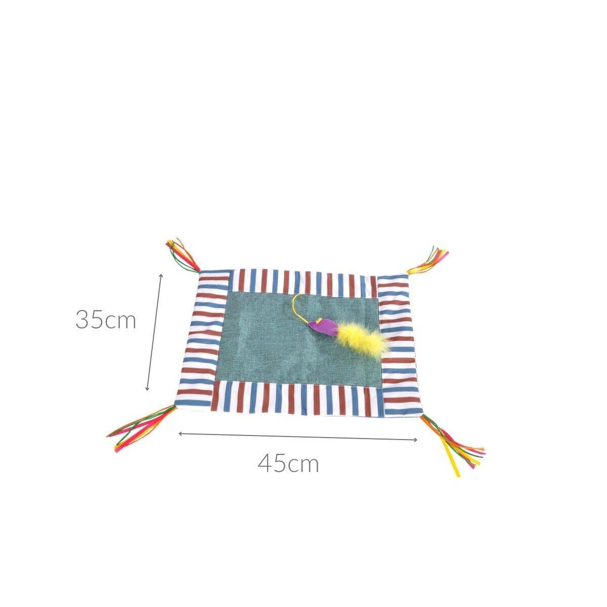 Mata do zabawy dla kota, z frędzlami i myszką, 45 x 35 cm