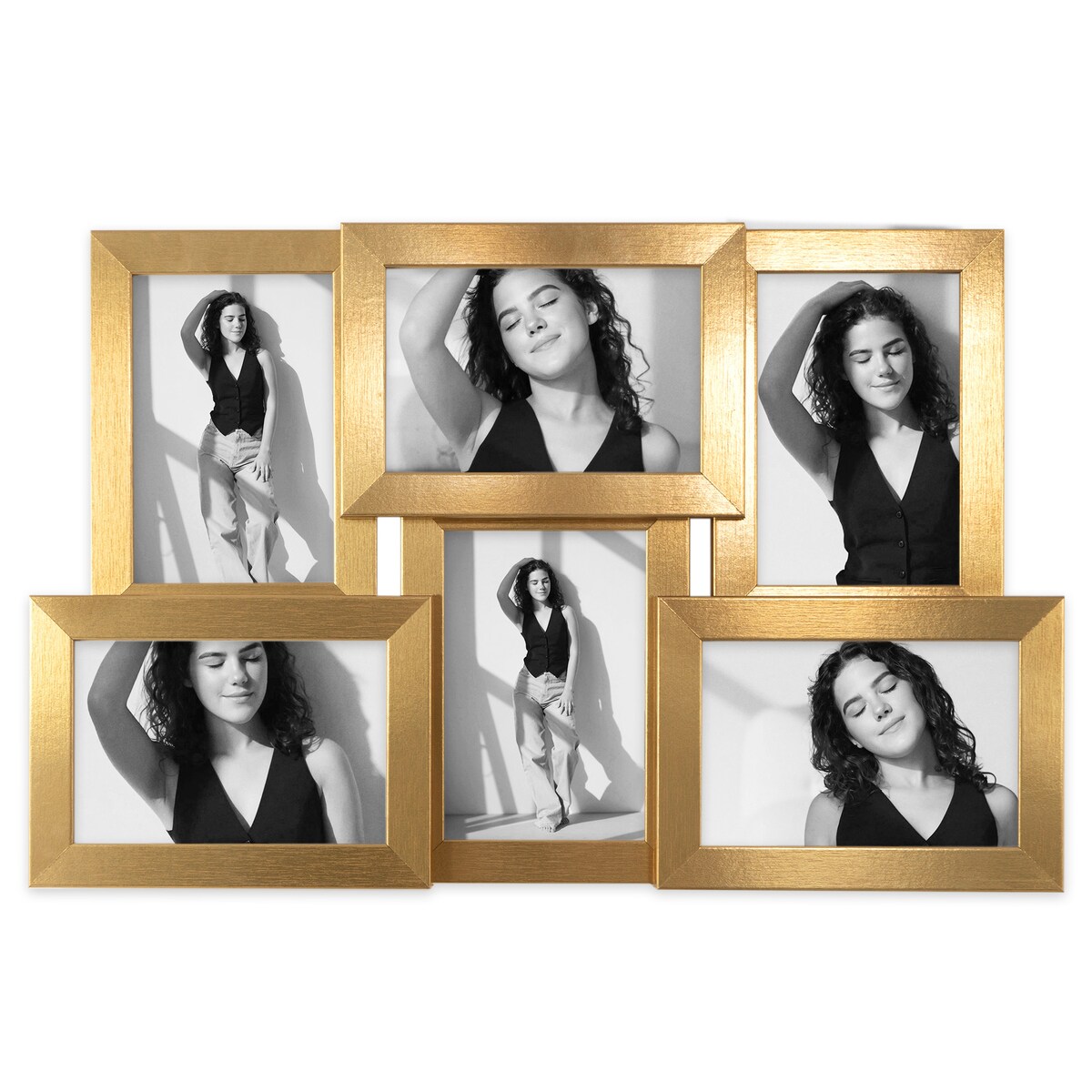 Multirama ramka na zdjęcia 6 zdjęć. Złota multirama na sześć zdjęć 10x15 cm Ramka na zdjęcia 6 w 1 MULTI HEN Z FRAMAI