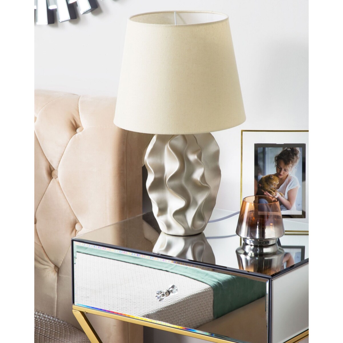 Lampa stołowa ceramiczna złota ALLIKA