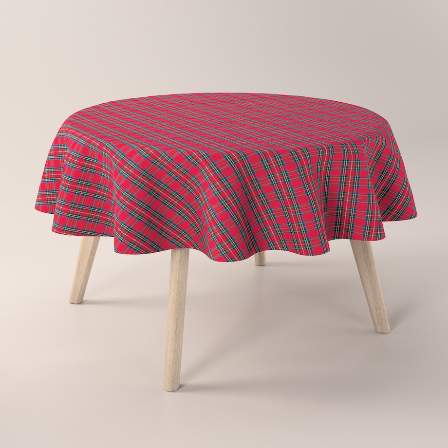 Obrus okrągły 160 x 160 cm czerwona kratka