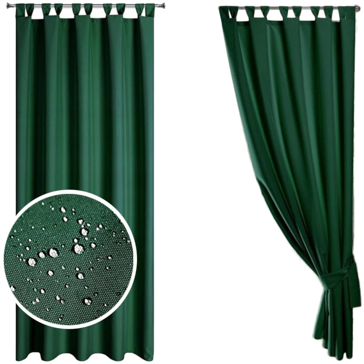 Zasłona Ogrodowa Tarasowa Wodoodporna 155 x 200 cm Zielona na Szelkach Rzep