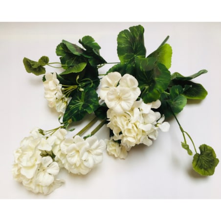 PELARGONIA sztuczna białe kwiaty DO DONICZKI wazonu wiosenne BUKIET stroik