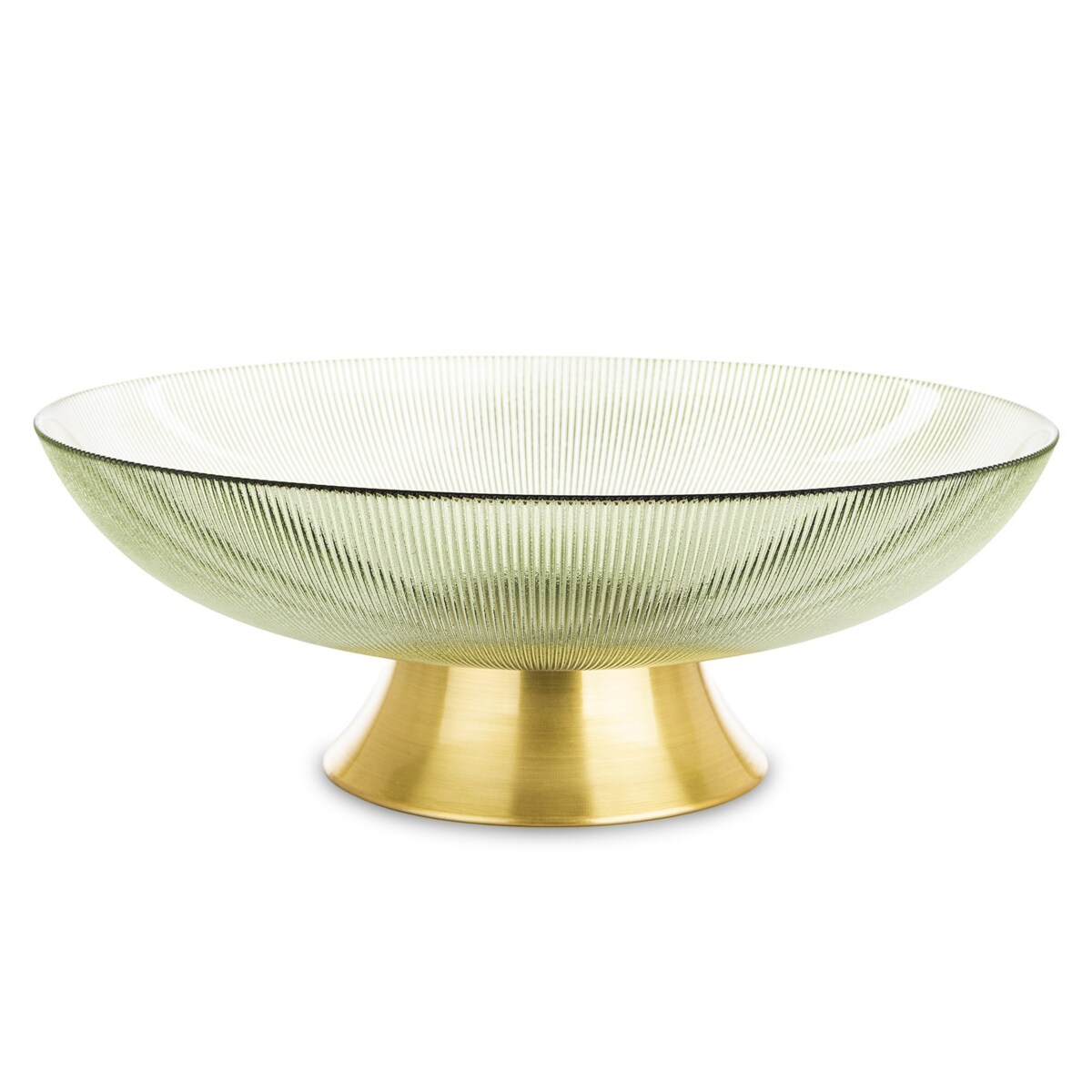 Patera szklana na złotej nóżce 12,5x35,5x35,5 cm LAKIS zielona