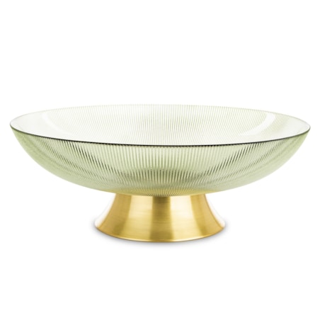 Patera szklana na złotej nóżce 12,5x35,5x35,5 cm LAKIS zielona