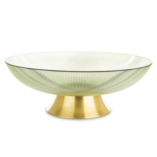 Patera szklana na złotej nóżce 12,5x35,5x35,5 cm LAKIS zielona