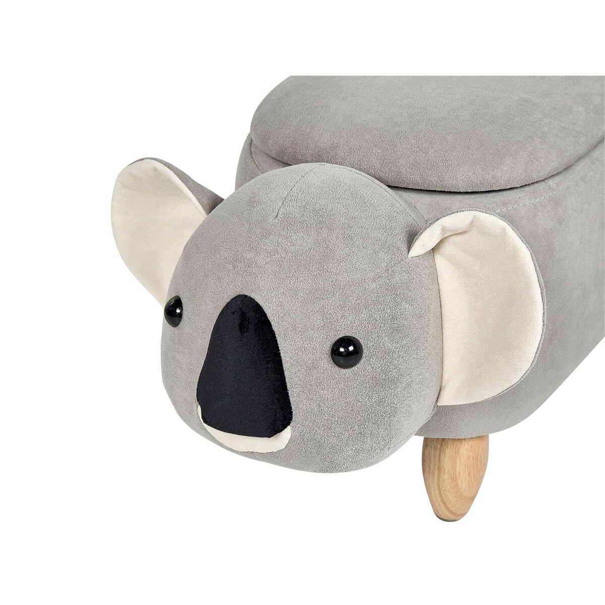 Pufa zwierzak ze schowkiem welurowa szara COALA