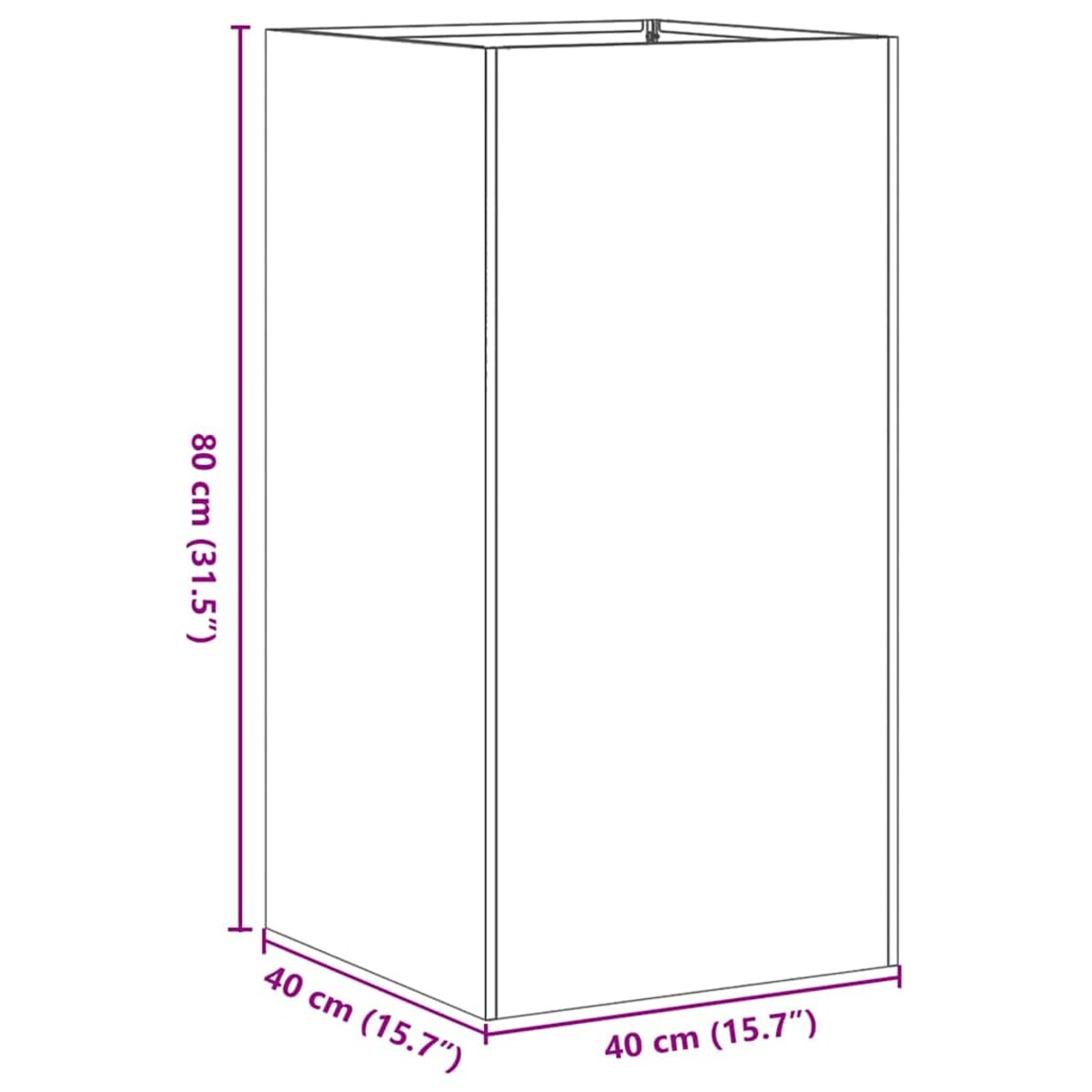 vidaXL Doniczka 40x40x80 cm Stal nierdzewna