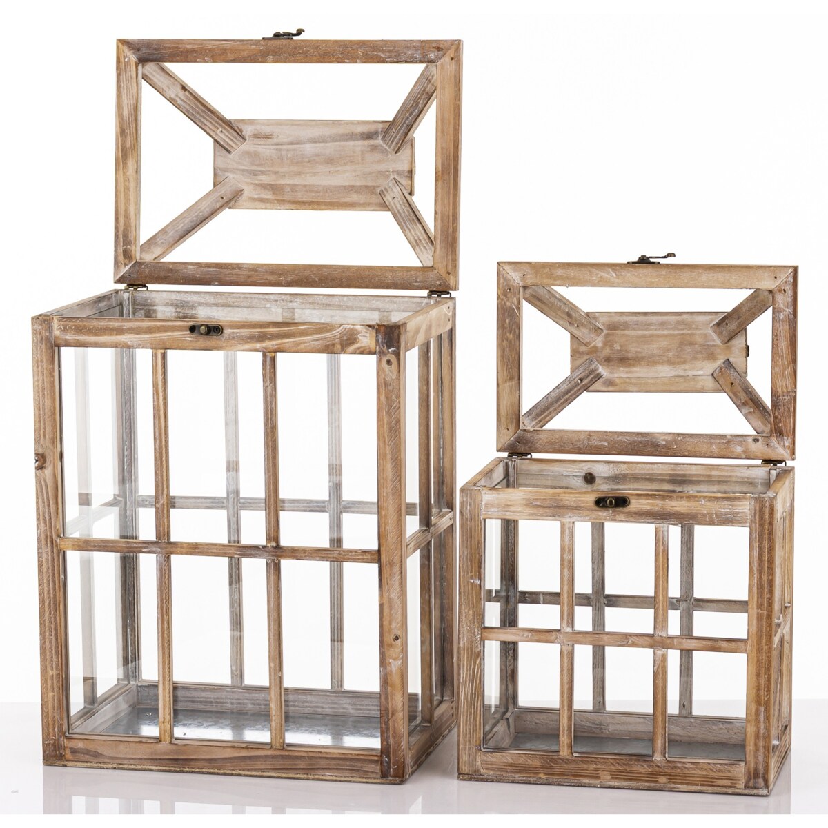 Lampion drewniany komplet 2 szt. brązowy 57x30x21 cm LATERNE