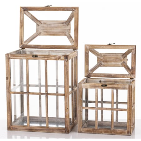 Lampion drewniany komplet 2 szt. brązowy 57x30x21 cm LATERNE