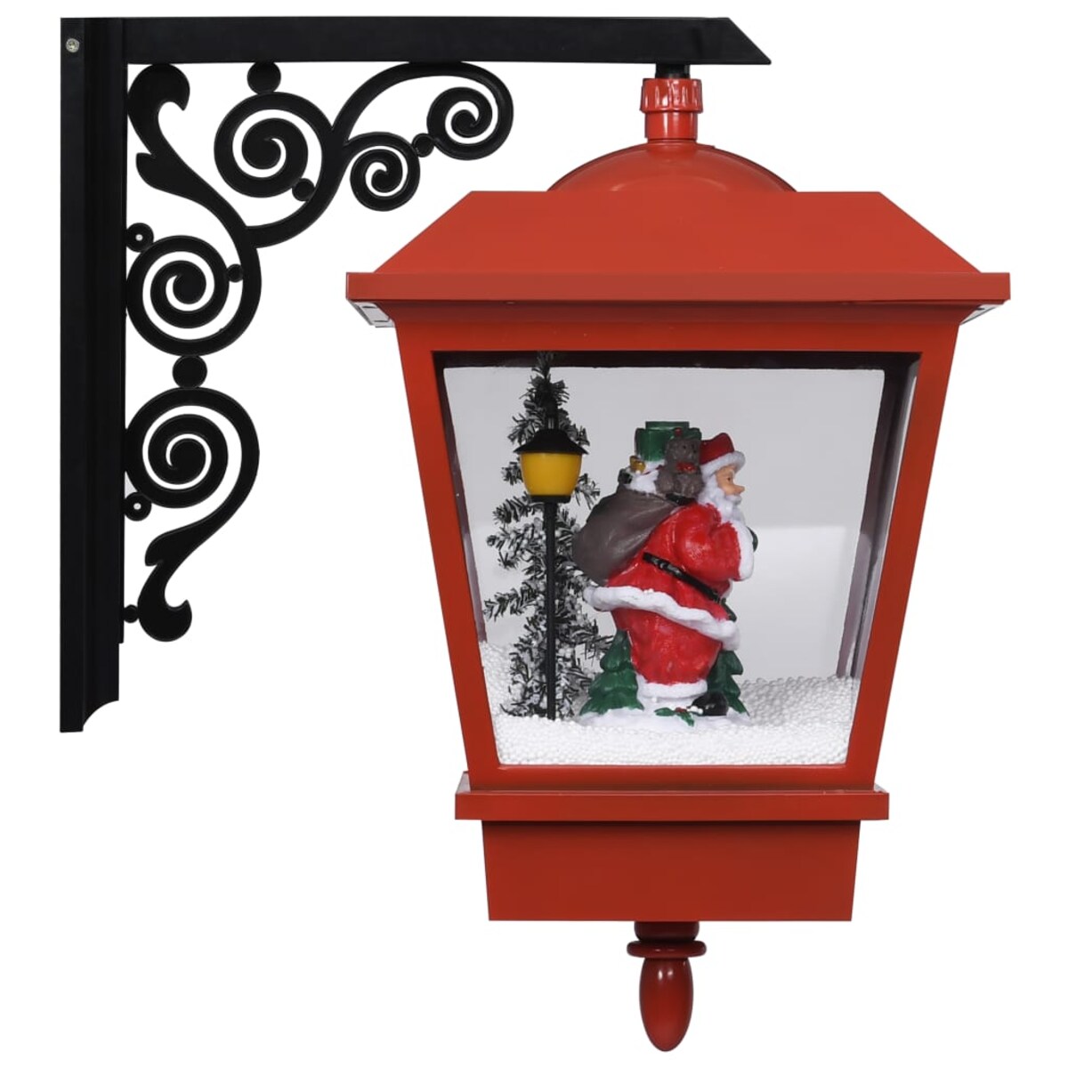 vidaXL Latarnia świąteczna LED z Mikołajem, czerwona, 40x27x45 cm