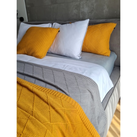 Narzuta romby musztardowa, 220 x 240 cm, La Manta