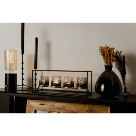 Czarny świecznik, metalowy, 30 cm