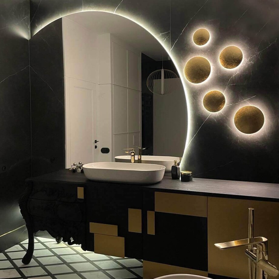 LAMPA sufitowa PLATILLO LP-8102/1C-18W GD Light Prestige metalowa OPRAWA okrągły talerz LED 18W 3000K plafon moon złoty